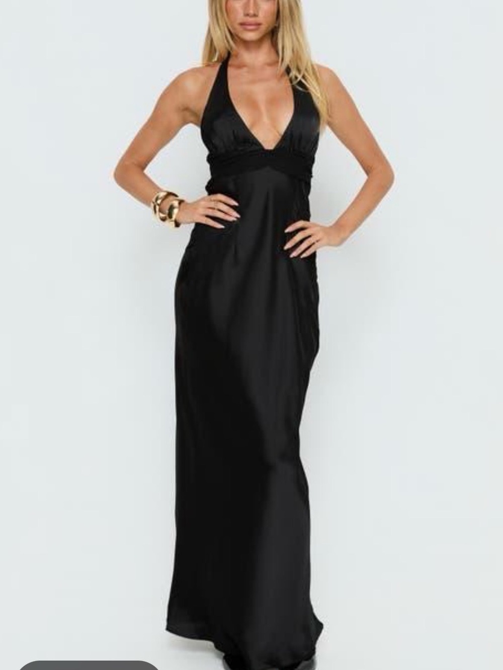 Black Halter V-Neck Maxi Dress